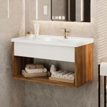 Gabinete Com Cuba para Banheiro Encanto Canela Off White