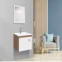 Gabinete com Espelheira para Banheiro C-Linea Nogal/branco 45x50cm Suspenso - Fabribam