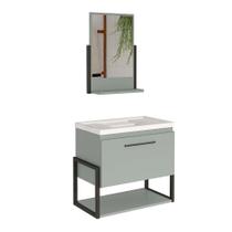 Gabinete com Lavatorio para Banheiro 1 Porta Basculante 60 cm com Espelheira Ipanema Pistache - MGM