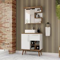 Gabinete com Pés Para Banheiro 70cm com Cuba e Espelheira Veneza