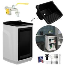 Gabinete Com Tanque Preto + Torneira Duas Saídas +Veda Rosca