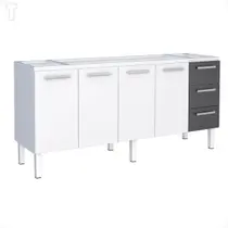 Gabinete cozimax venus flat branco/preto com 3 gavetas 1,74 x 50 fl Gabinete cozimax venus flat branco/preto com 3 gavetas 1,74 x 50 fl
