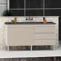 Gabinete Cozinha 144cm 100% Mdf 3 Gavetas 2 Portas Multiuso