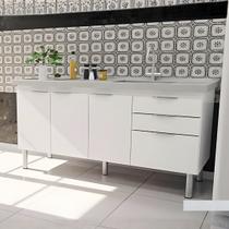 Gabinete Cozinha Armário 3 Gavetas 2 Portas Multiuso 144cm