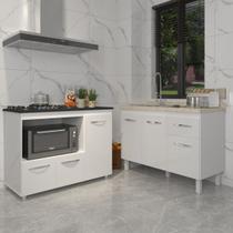 Gabinete Cozinha Armário Balcão de Pia 120 cm Aline e Balcão para Fogão Cooktop 5 Bocas e Forno Alana Branco Gabinete Cozinha Armário Balcão de Pia 120 cm Aline e Balcão para Fogão Cooktop 5 Bocas e Forno Alana Branco