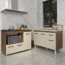 Gabinete Cozinha Armário Balcão de Pia 120 cm Aline e Balcão para Fogão Cooktop 5 Bocas e Forno Alana Savana Off White Gabinete Cozinha Armário Balcão de Pia 120 cm Aline e Balcão para Fogão Cooktop 5 Bocas e Forno Alana Savana Off White