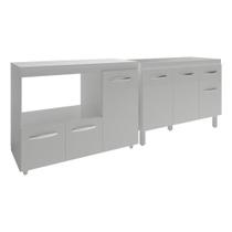 Gabinete Cozinha Armário Balcão De Pia 120 Cm Aline E Balcão Para Microondas E Forno Elétrico Lilian Branco Gabinete Cozinha Armário Balcão De Pia 120 Cm Aline E Balcão Para Microondas E Forno Elétrico Lilian Branco