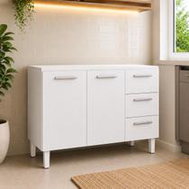 Gabinete Cozinha Balcão 100 Aço Para Pia Tampo 120cm 03 Gavetas 02 Portas Multiuso Modular Branco Gabinete Cozinha Balcão 100 Aço Para Pia Tampo 120cm 03 Gavetas 02 Portas Multiuso Modular Branco