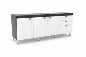Gabinete Cozinha MDF 1,74m Com Amortecedor E Corrediça Cor:Grafite/Branco Gabinete Cozinha MDF 1,74m Com Amortecedor E Corrediça Cor:Grafite/Branco