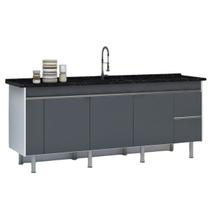 Gabinete Cozinha MDP 1,94m Elegance Com 5 Pés Pré-Montado Cor:Cinza