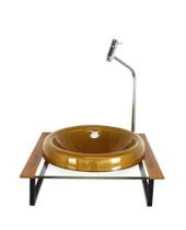 Gabinete Cuba De Vidro Chapeu 10Mm Tampo 40Cm Dourado Real