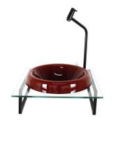 Gabinete Cuba Vidro Chapeu 10Mm Vermelho Cereja Tampo 40Cm