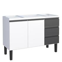 Gabinete de Aço Para Pia 120cm 2 Portas 3 Gavetas Netuno Cozimax Branco/Preto