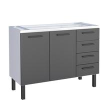 Gabinete de Aço Para Pia 120cm Juno/Apolo 4 Gavetas Cozimax Preto