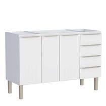 Gabinete de Aço Para Pia 140cm 3 Portas 4 Gavetas Flora Cozimax Branco