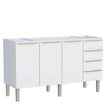 Gabinete de Aço Para Pia 160cm 3 Portas 4 Gavetas Flora Cozimax Branco