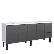 Gabinete de Aço Para Pia 200cm 4 Portas 3 Gavetas Jupter Cozimax Preto