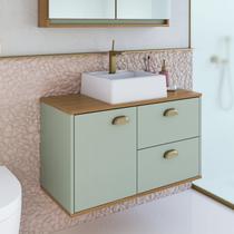 Gabinete de Banheiro 100% MDF 1 Porta e 2 Gavetas com Cuba Lívia 80cm Yescasa Gabinete de Banheiro 100% MDF 1 Porta e 2 Gavetas com Cuba Lívia 80cm Yescasa