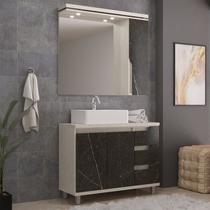 Gabinete de Banheiro 100cm com Cuba e Armário com Espelho Ref 1000 Gabinete de Banheiro 100cm com Cuba e Armário com Espelho Ref 1000