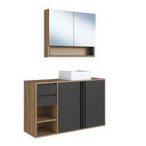 Gabinete de Banheiro 110cm com Espelheira 2 Portas e Cuba Antônia