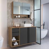 Gabinete de Banheiro 110cm com Espelheira 2 Portas e Cuba Antônia