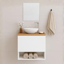 Gabinete de Banheiro 40cm com Cuba e Espelho Completo Lavabo Armário Suspenso