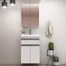 Gabinete de Banheiro 50cm com Lavatório e Armário Ref 501 Branco Gabinete de Banheiro 50cm com Lavatório e Armário Ref 501 Branco
