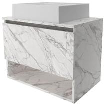 Gabinete De Banheiro 60 Cm 1 Porta Com Cuba Valente Mármore Branco