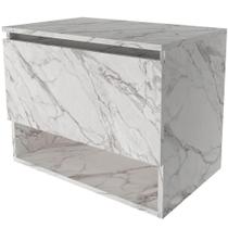 Gabinete De Banheiro 60 Cm 1 Porta E Nicho Valente Mármore Branco