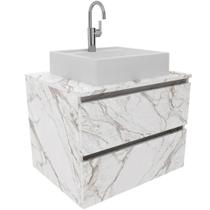 Gabinete De Banheiro 60 Cm 2 Gavetas Com Cuba Joana Mármore Branco Gabinete De Banheiro 60 Cm 2 Gavetas Com Cuba Joana Mármore Branco