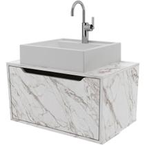 Gabinete De Banheiro 60 Cm Com Cuba E 1 Porta Basculante Mármore Branco Gabinete De Banheiro 60 Cm Com Cuba E 1 Porta Basculante Mármore Branco