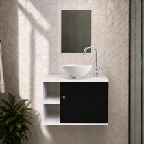 Gabinete de Banheiro 60cm com Cuba e Espelho Completo Lavabo Armário Suspenso