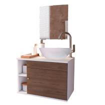 Gabinete de Banheiro 60cm com Cuba e Espelho Completo Lavabo Armário Suspenso