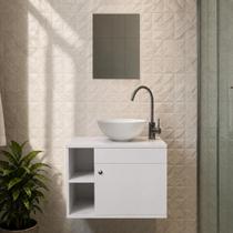 Gabinete de Banheiro 60cm com Cuba e Espelho Completo Lavabo Armário Suspenso Gabinete de Banheiro 60cm com Cuba e Espelho Completo Lavabo Armário Suspenso