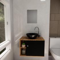 Gabinete de Banheiro 60cm com Cuba e Espelho Completo Lavabo Armário Suspenso
