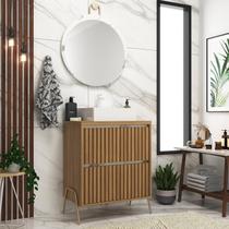 Gabinete de Banheiro 60cm com Cuba e Espelho Ref 650 Branco/Itapuã/Thassos Gabinete de Banheiro 60cm com Cuba e Espelho Ref 650 Branco/Itapuã/Thassos