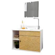 Gabinete de Banheiro 60cm com Cuba Lavabo Armário Suspenso Madeira - Brovália