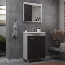 Gabinete de banheiro 60cm com Lavatório e Armário Ref 561 Cewal - Branco/Grafite Gabinete de banheiro 60cm com Lavatório e Armário Ref 561 Cewal - Branco/Grafite