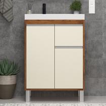 Gabinete de Banheiro 60cm com Lavatório Ref 670 Cewal - Amendoa/Off White