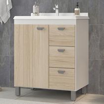 Gabinete de Banheiro 65cm com Lavatório Ref 690 Cewal - Branco/Carvalho Berlin