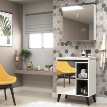 Gabinete de Banheiro 70cm com Lavatório e Armário Ref 710 Cewal - Branco/Portoro