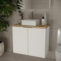 Gabinete de Banheiro 75cm x 65cm Nature Branco/Carvalho Gabinete de Banheiro 75cm x 65cm Nature Branco/Carvalho