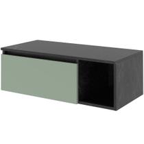 Gabinete De Banheiro 80 Cm Com 1 Porta E Nicho Marina Mármore Lunar/verde Mar