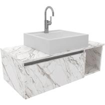 Gabinete de Banheiro 80 cm com Cuba 1 Porta e Nicho