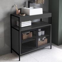 Gabinete de Banheiro 80cm Industrial com Cuba Liny Grafite Z54 - Mpozenato Gabinete de Banheiro 80cm Industrial com Cuba Liny Grafite Z54 - Mpozenato