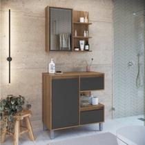 Gabinete de Banheiro 80cm Paula com Espelheira 01 Porta sem Cuba