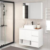 Gabinete de Banheiro 80cm Vitória com Espelheira e Cuba Branco Gabinete de Banheiro 80cm Vitória com Espelheira e Cuba Branco