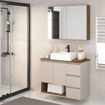 Gabinete de Banheiro 80cm Vitória com Espelheira e Cuba