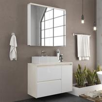 Gabinete de Banheiro 90cm com Cuba e Armário Ref 920 Cewal - Arenito/Branco Gabinete de Banheiro 90cm com Cuba e Armário Ref 920 Cewal - Arenito/Branco