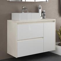 Gabinete de Banheiro 90cm com Cuba Ref 920 Cewal - Arenito/Branco Gabinete de Banheiro 90cm com Cuba Ref 920 Cewal - Arenito/Branco